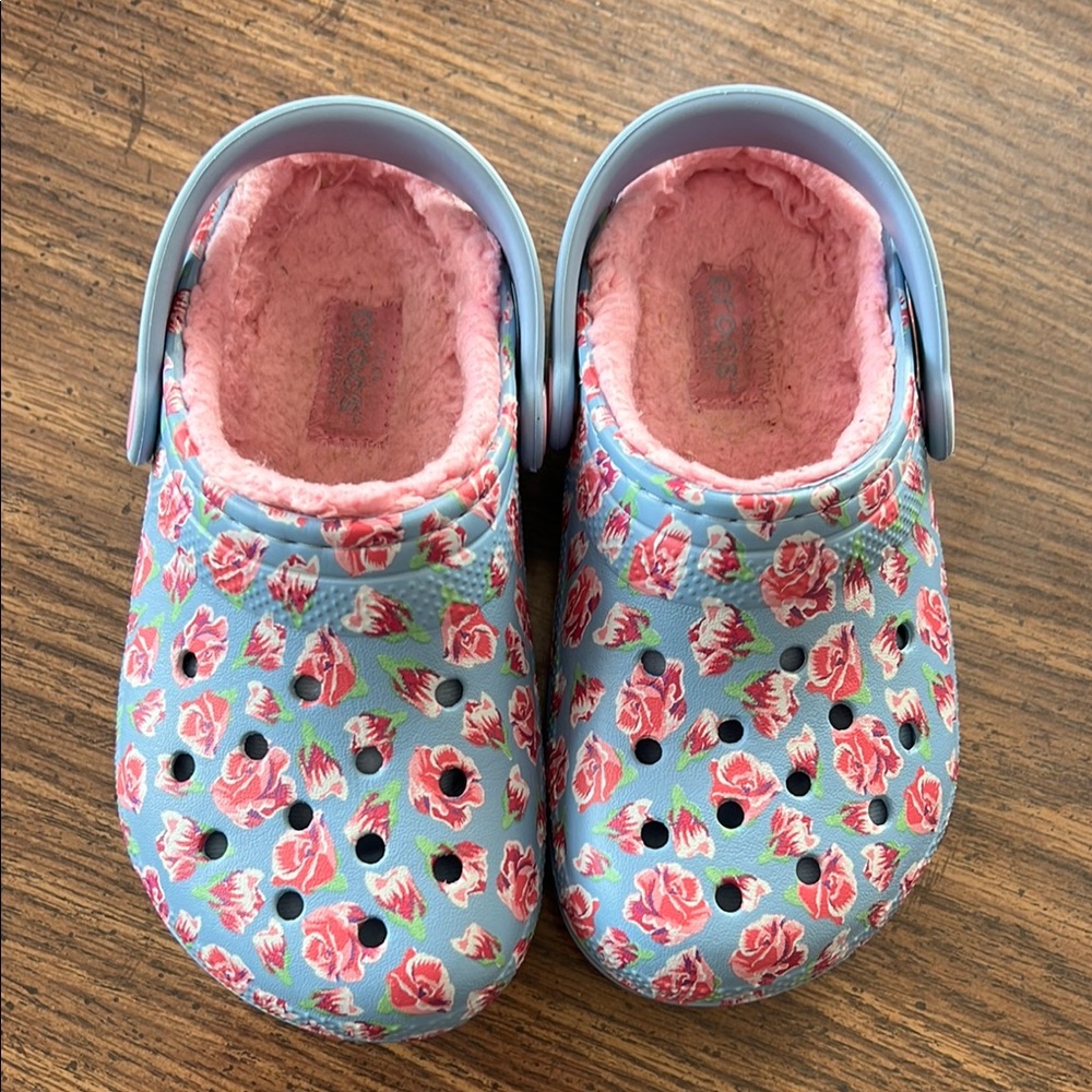 Floral Crocs with Pink Lining